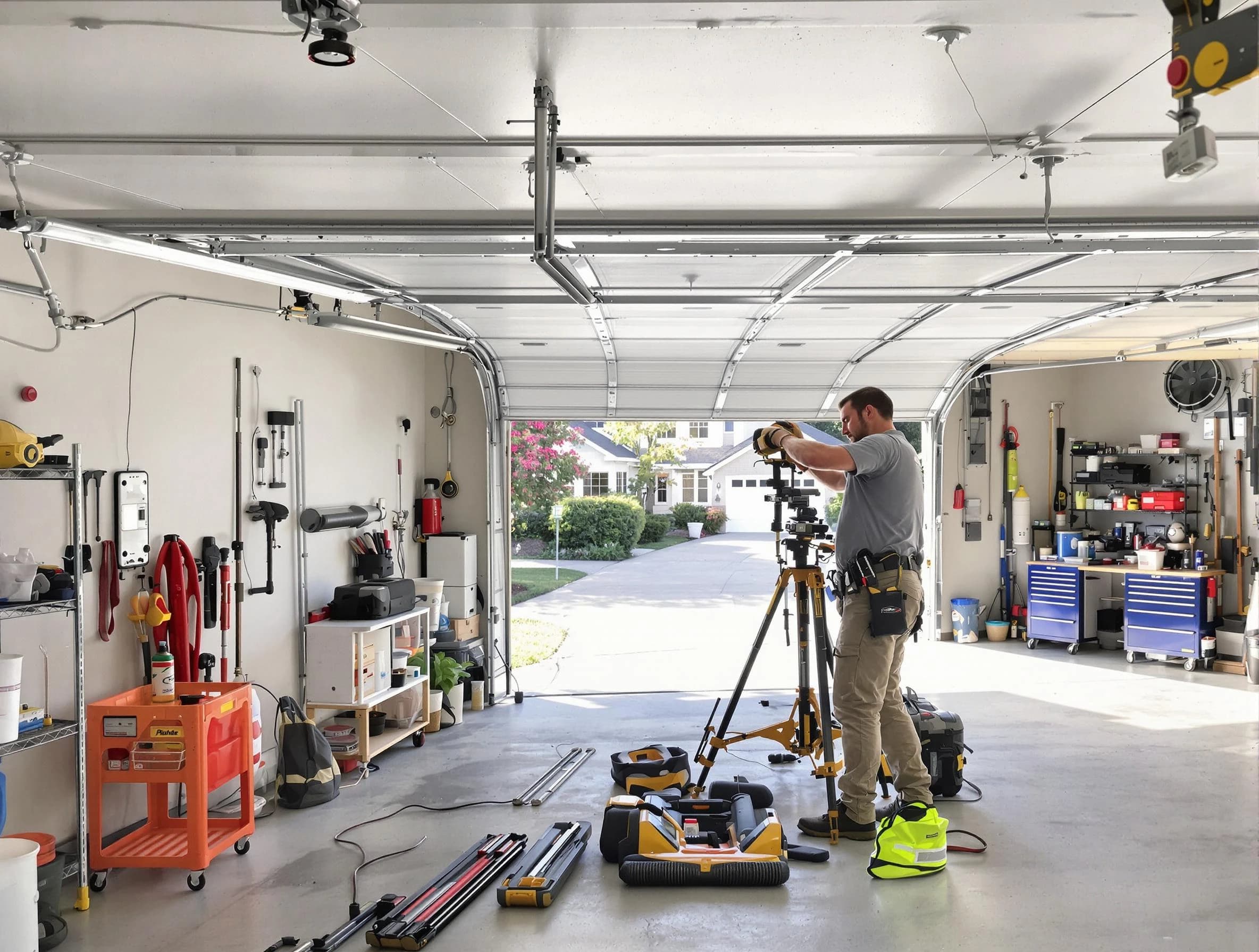 Chelsea Garage Door Repair specialist performing laser-guided track alignment in Chelsea