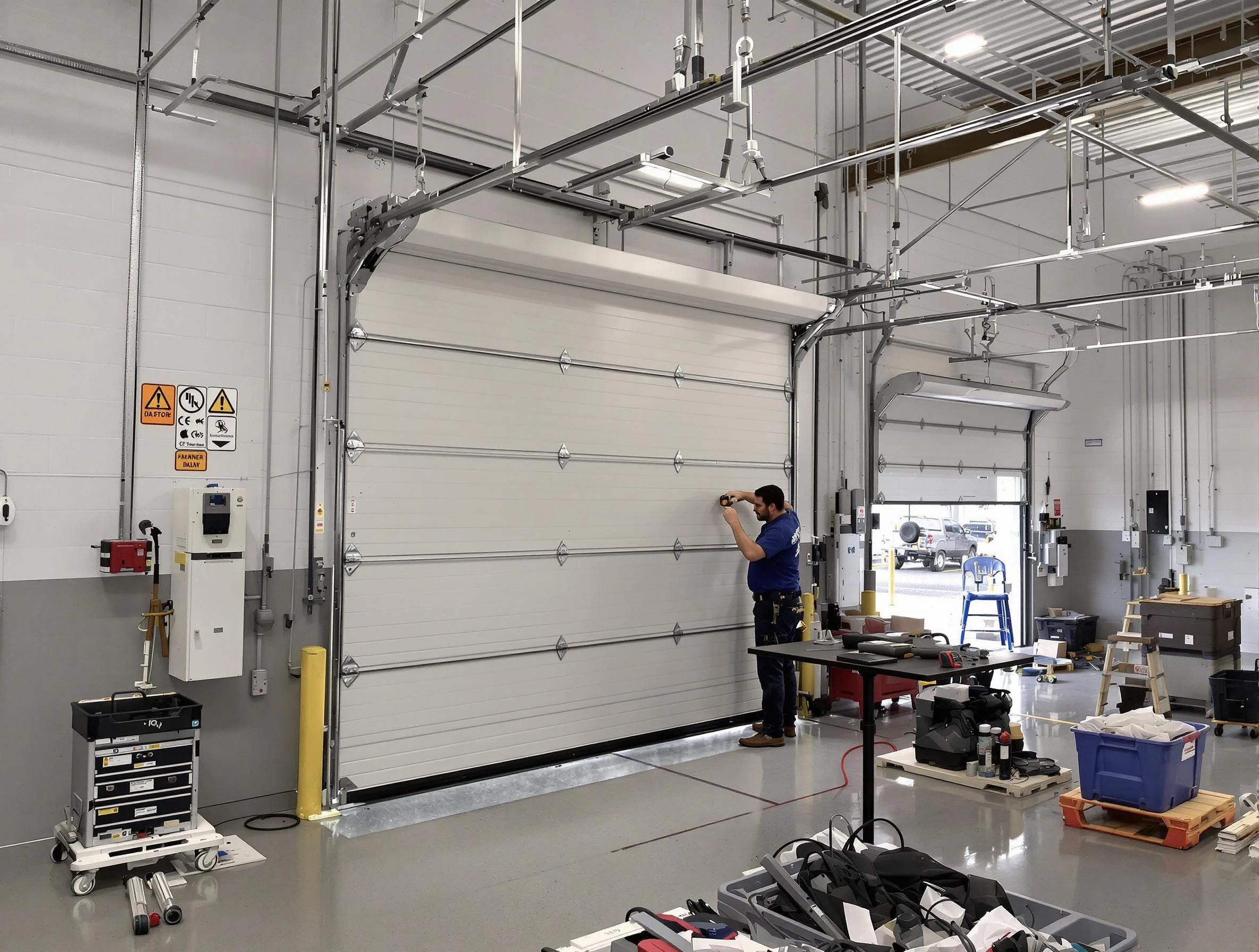 Commercial garage door repair being performed by Chelsea Garage Door Repair expert in Chelsea