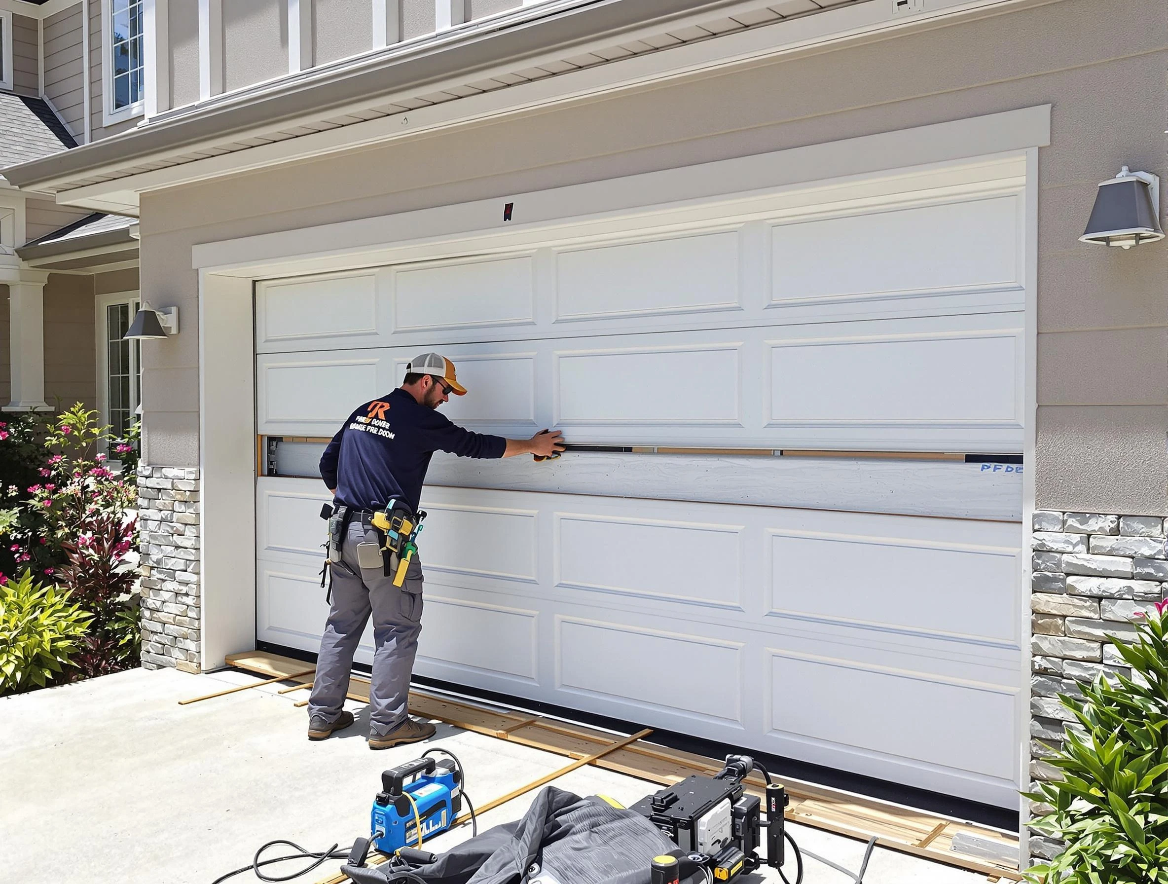 Chelsea Garage Door Repair team performing complete garage door replacement at Chelsea residence